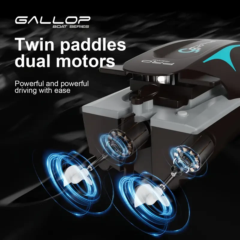 Barco RC con dos motores y 4 canales, 2.4G, alta velocidad, 25 km/h, dirigible de control remoto para piscinas y lagos, regalo de Halloween y Navidad para adultos.