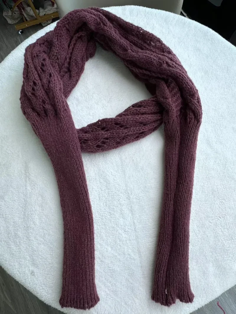 Chal de punto cálido de otoño e invierno para mujer, cuello chal de manga doble ahuecado, moda natural para el hogar y la fiesta.