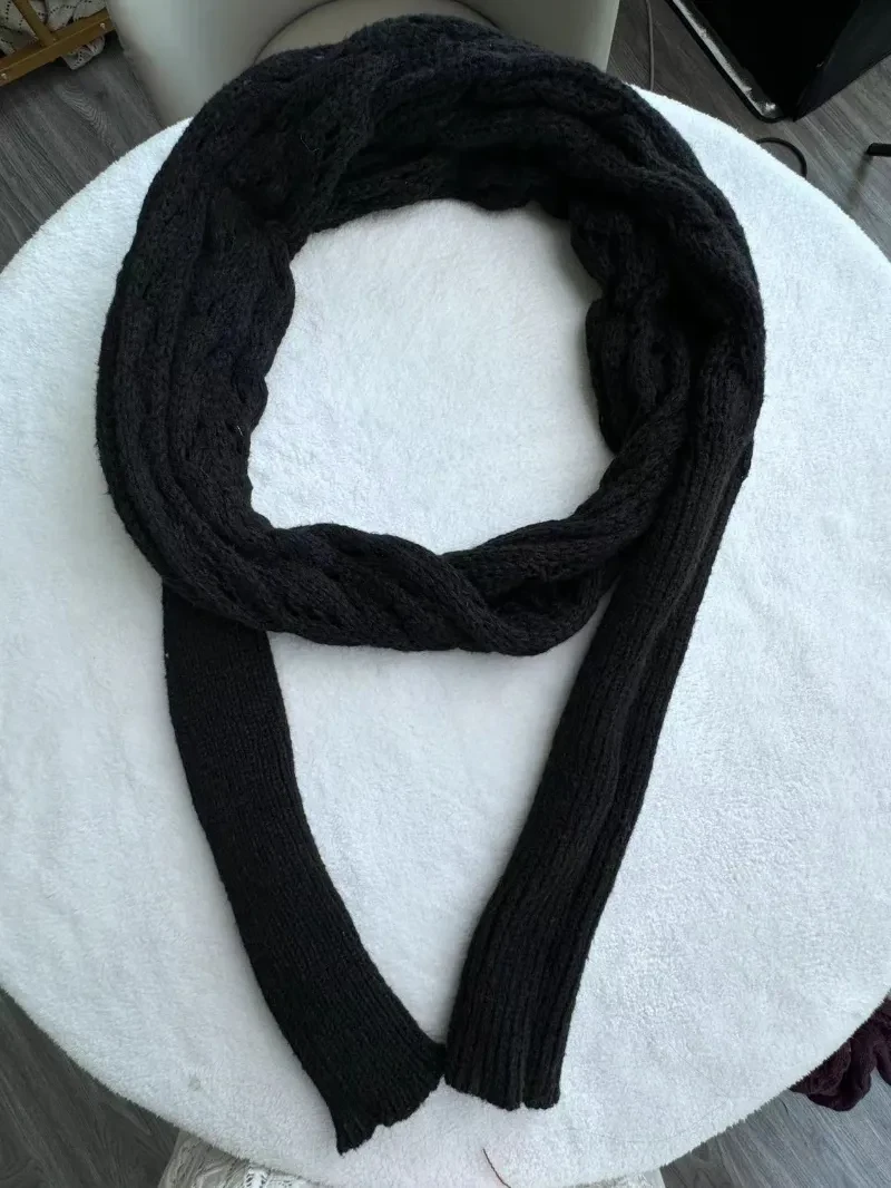 Chal de punto cálido de otoño e invierno para mujer, cuello chal de manga doble ahuecado, moda natural para el hogar y la fiesta.