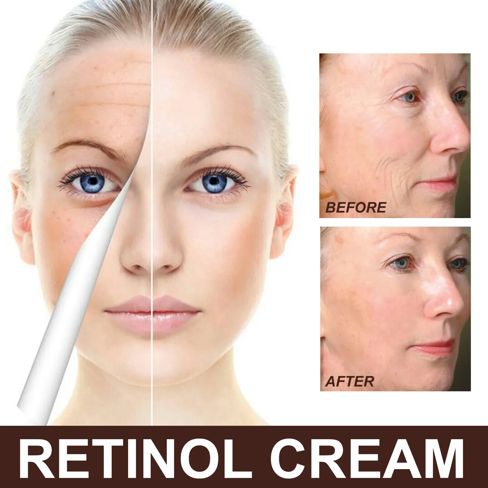 Crema de retinol, antiedad, reafirmante, iluminadora e hidratante para la piel del rostro.