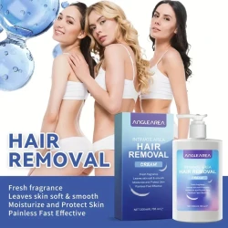 Crema depilatoria íntima ANGLEAREA para piel sensible (200 ml/6,76 oz): suave, hidratante, calmante, con fragancia fresca y sin alcohol. Para bikini, cuerpo y todo tipo de piel.