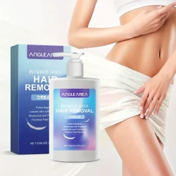 Crema depilatoria íntima ANGLEAREA para piel sensible (200 ml/6,76 oz): suave, hidratante, calmante, con fragancia fresca y sin alcohol. Para bikini, cuerpo y todo tipo de piel.