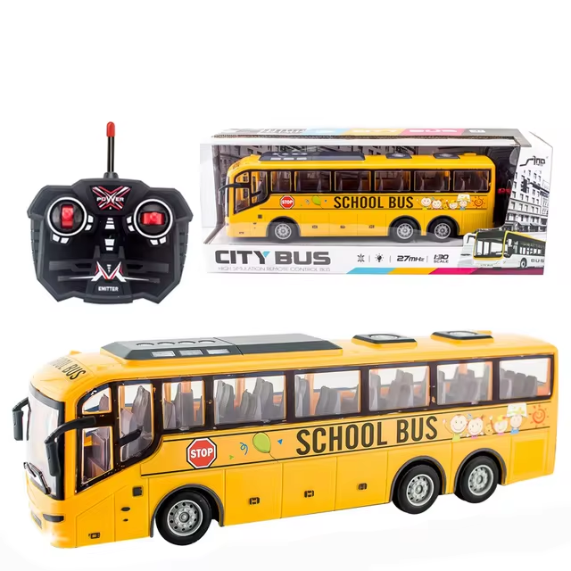 Autobús eléctrico teledirigido 1/30 con luz, autobús turístico, modelo urbano escolar, 27 MHz, juguete para niños.