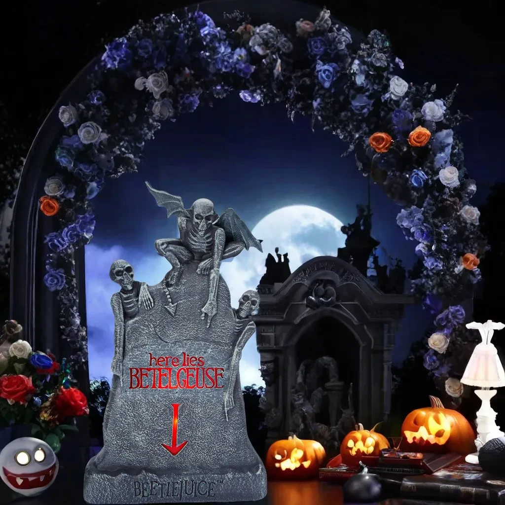 Lápida de calavera fantasma brillante de Halloween
