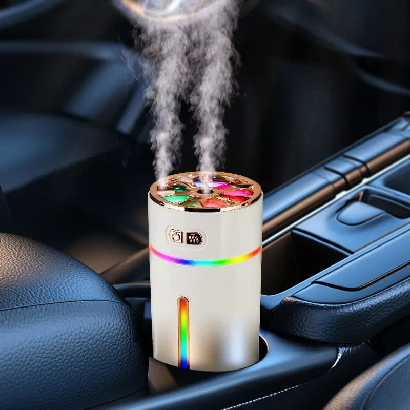 Mini humidificador de aire para coche de 300 ml con luz LED de colores