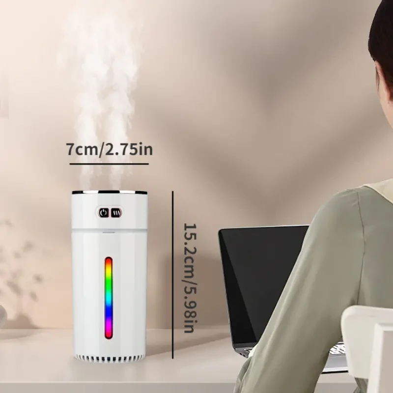 Mini humidificador de aire para coche de 300 ml con luz LED de colores