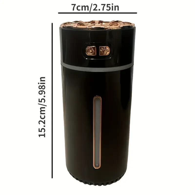 Mini humidificador de aire para coche de 300 ml con luz LED de colores