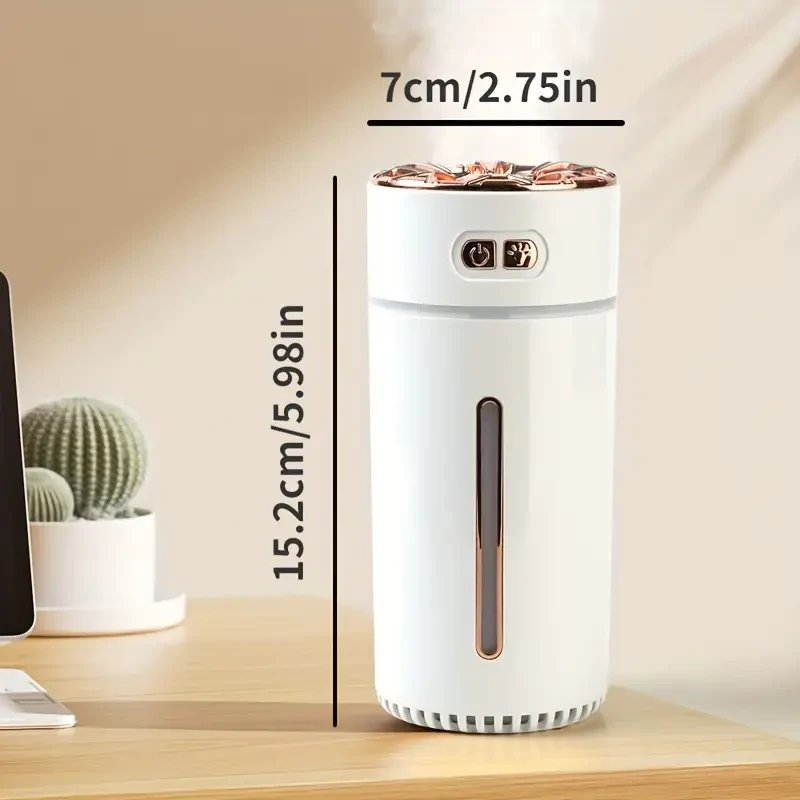 Mini humidificador de aire para coche de 300 ml con luz LED de colores