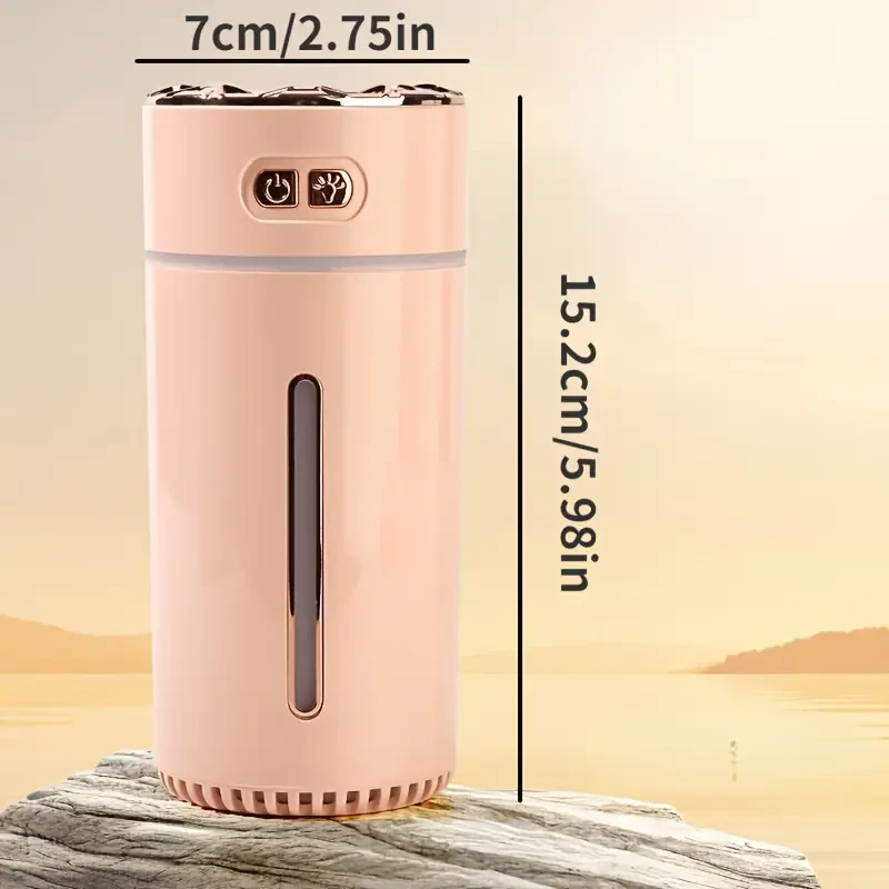 Mini humidificador de aire para coche de 300 ml con luz LED de colores