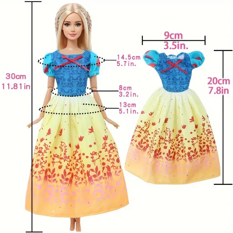 Disfraz de princesa de cuento de hadas para muñecas de 29,21 cm. Conjunto de 8 piezas de personajes de la película: bata, vestido, camiseta y pantalones. Regalo de cumpleaños perfecto para niñas (muñeca no incluida).