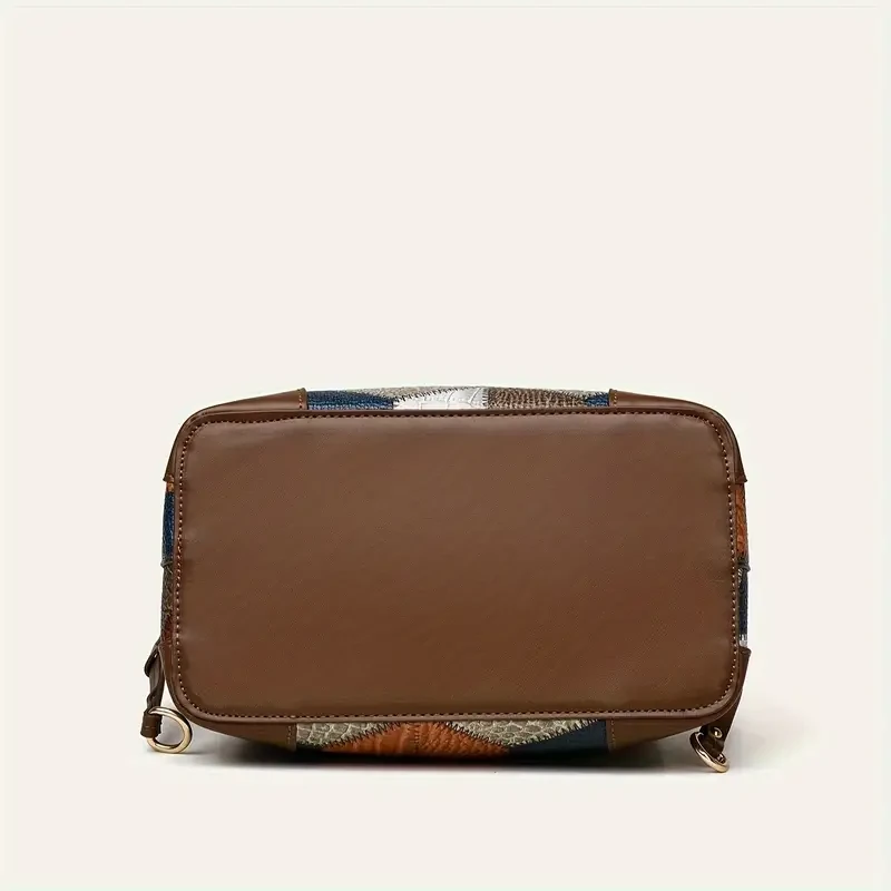 Elegante bolso de mano tipo cubo para mujer con estampado geométrico