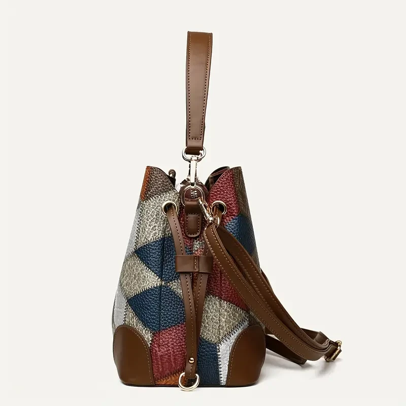 Elegante bolso de mano tipo cubo para mujer con estampado geométrico