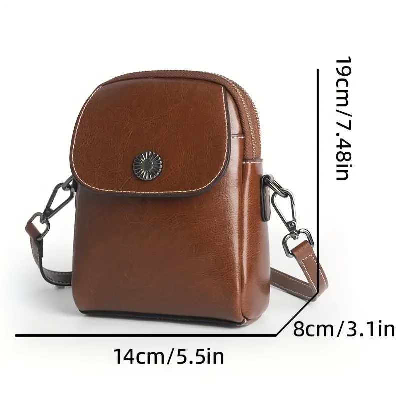 Bolso bandolera de piel estilo vintage para mujer