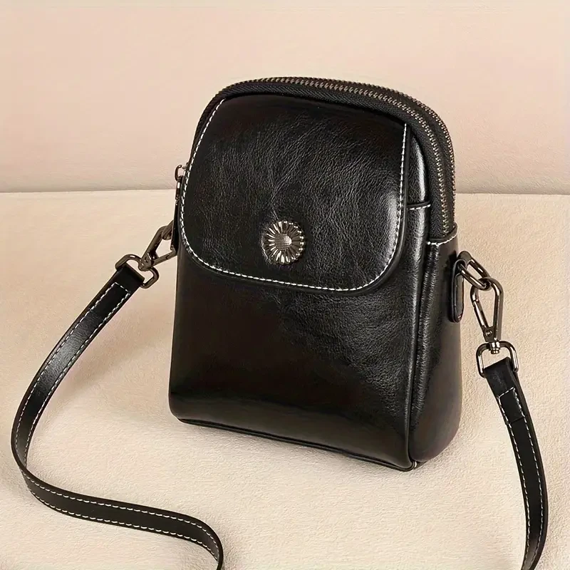Bolso bandolera de piel estilo vintage para mujer