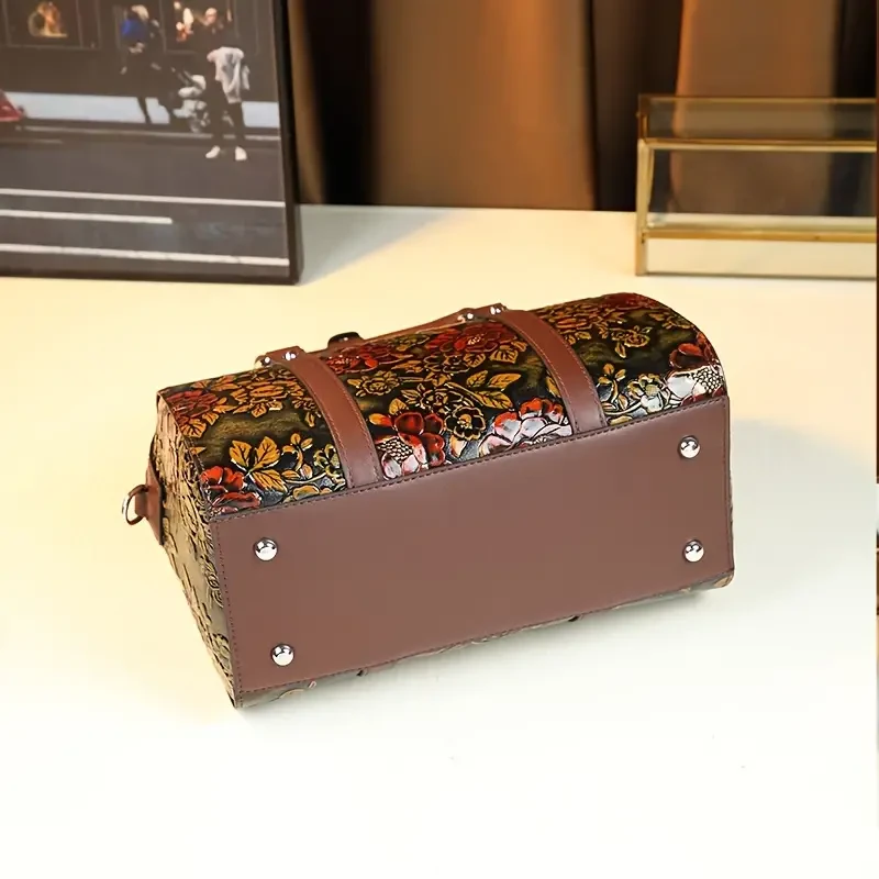 Bolso Boston vintage floral para mujer