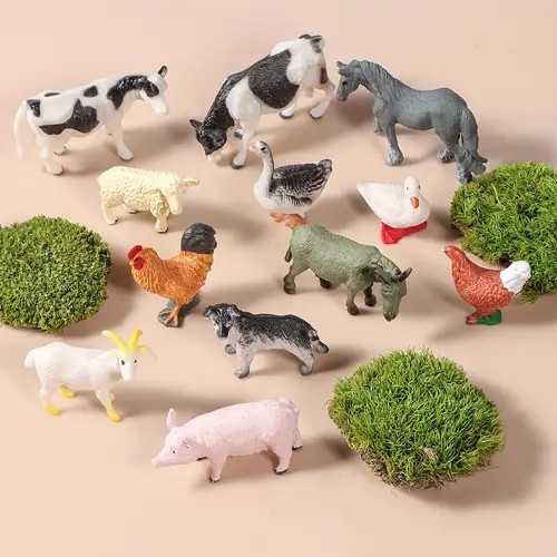 Juego de 53 minifiguras de animales de la selva: rompecabezas educativo y juego con valla y árboles para cumpleaños, Navidad y fiestas.