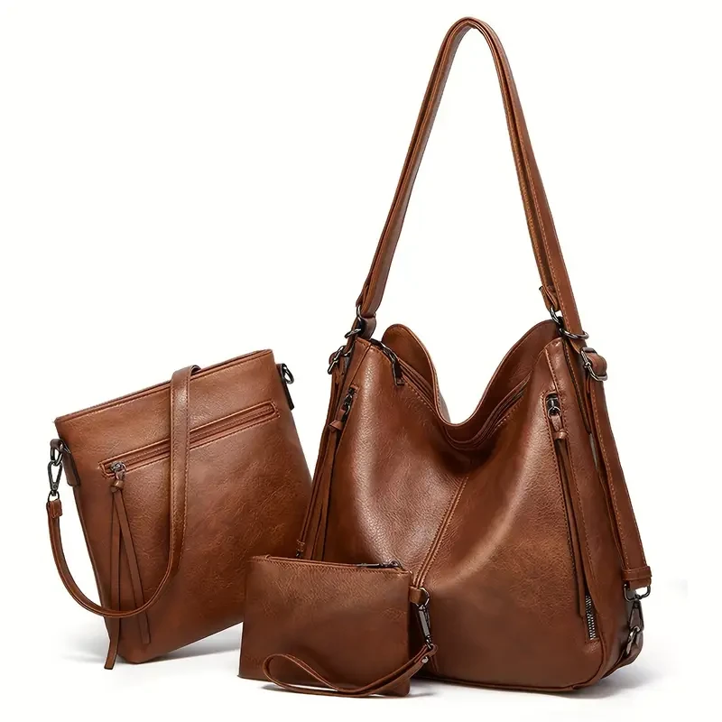 Conjunto de 3 bolsos tipo hobo de moda para el hombro