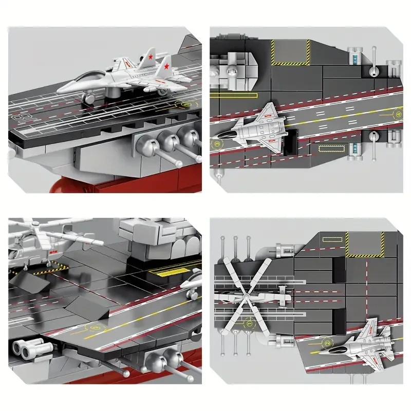 546 piezas de portaaviones serie militar 8 en 1, rompecabezas educativo, pequeños bloques de construcción, juguetes para armar, regalo de Navidad y Halloween.