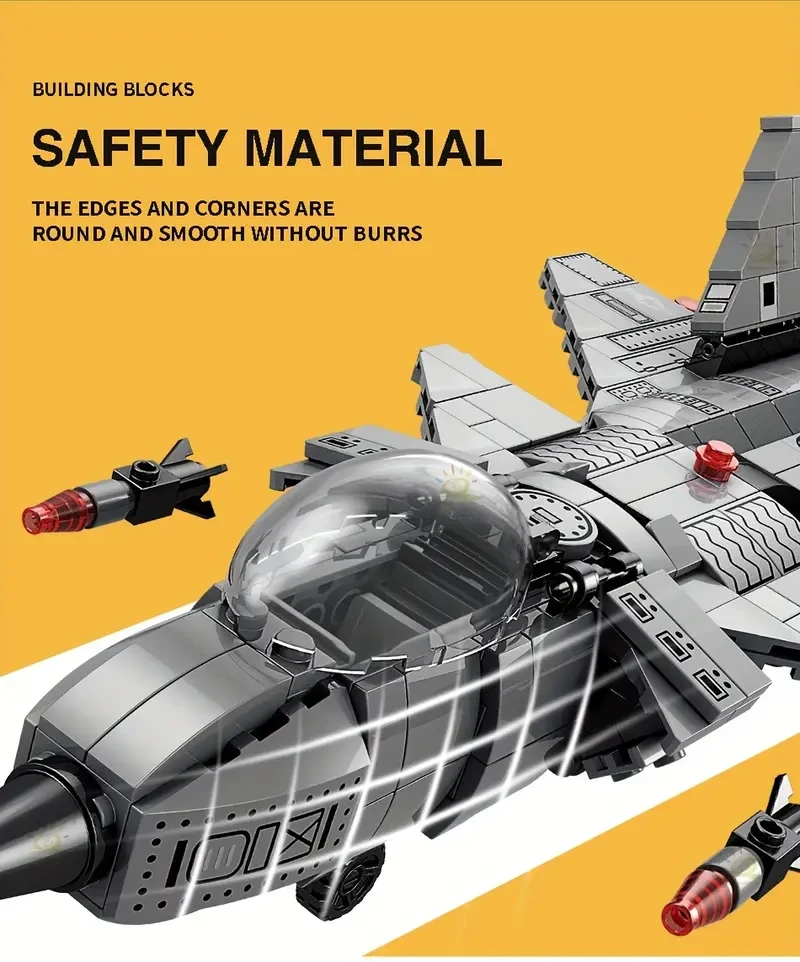 Juguetes educativos ensamblados 8 en 1, serie militar, bloques de construcción de aviones, modelo de caza