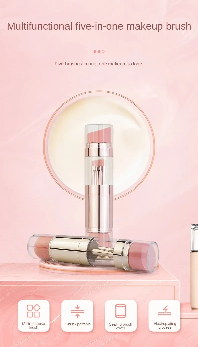 Pinceles de maquillaje 5 en 1, multifuncionales y portátiles.