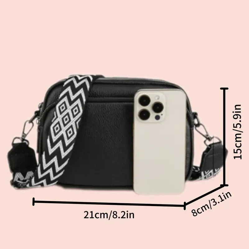 Elegante bolso bandolera de piel auténtica