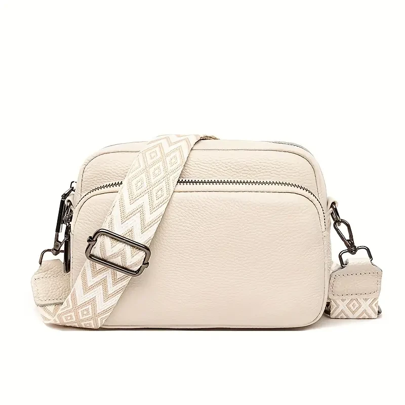 Elegante bolso bandolera de piel auténtica