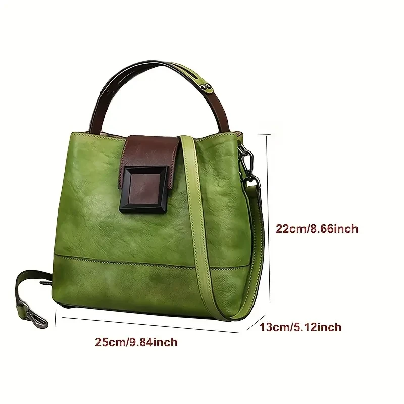 Bolso bandolera vintage de piel auténtica para mujer