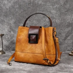 Bolso bandolera vintage de piel auténtica para mujer