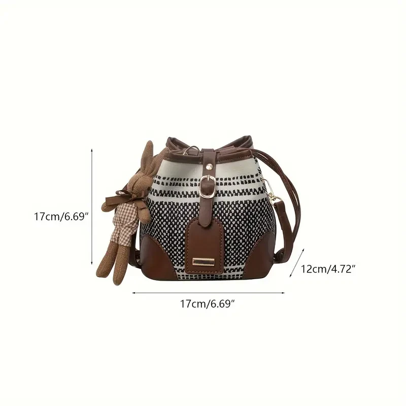 Bolso de hombro de lona elegante de color contrastante para mujer