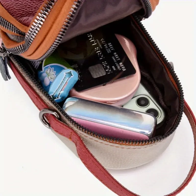 Mini bolso bandolera de piel auténtica para mujer para teléfono móvil