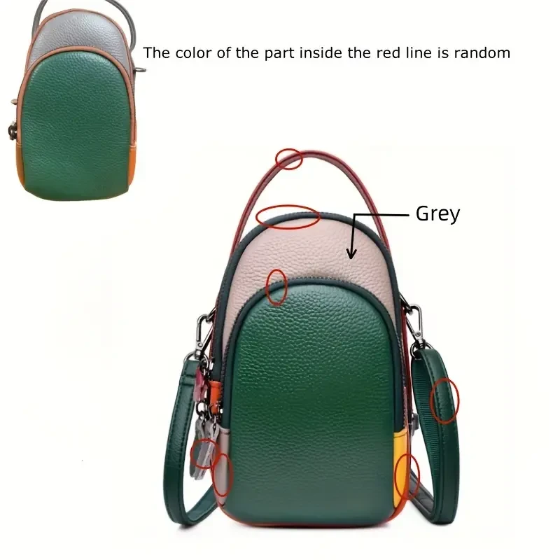 Mini bolso bandolera de piel auténtica para mujer para teléfono móvil