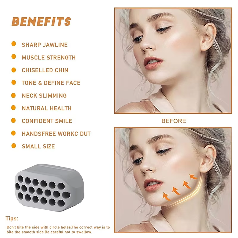 Ejercitador de mandíbula de silicona, tonificador facial y pelota de fitness para la mandíbula, equipo para tonificar el cuello, herramienta de belleza facial, ejercitador de papada.