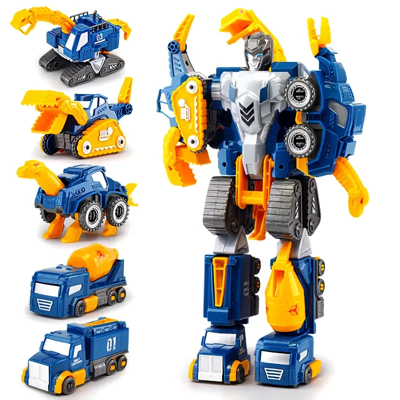 Juego magnético de vehículos de dinosaurios para construcción, kit educativo 5 en 1 para construir un coche STEM, se transforma en un gran robot, regalo de cumpleaños