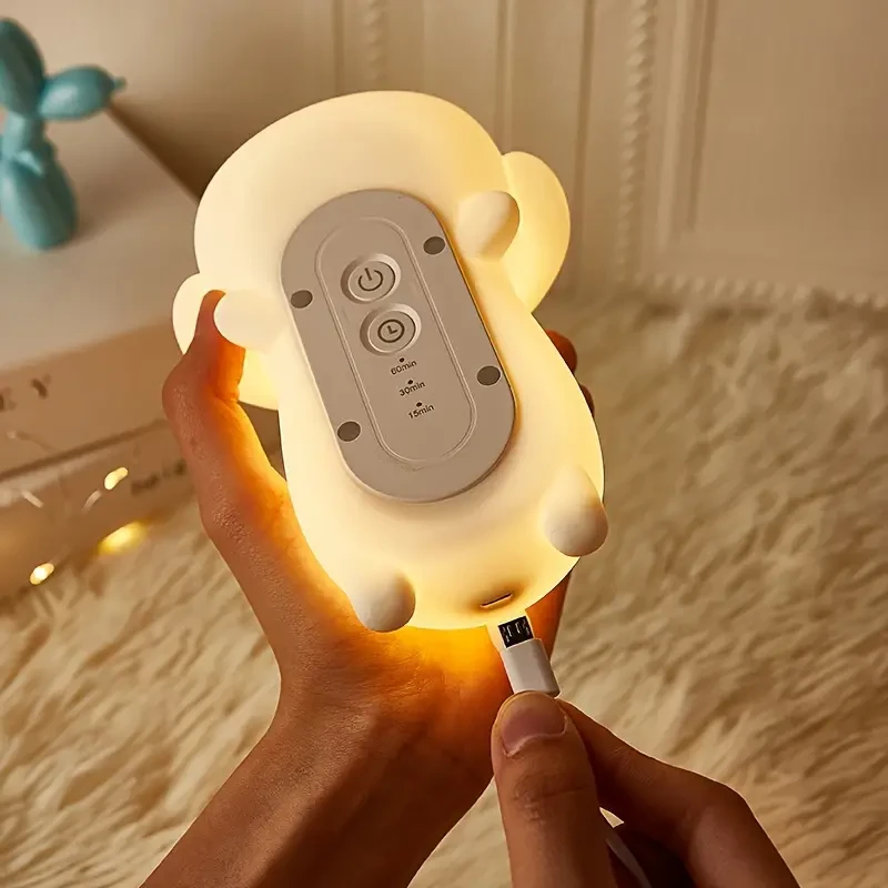 Linda luz nocturna de silicona con forma de cachorro: toca para iluminar