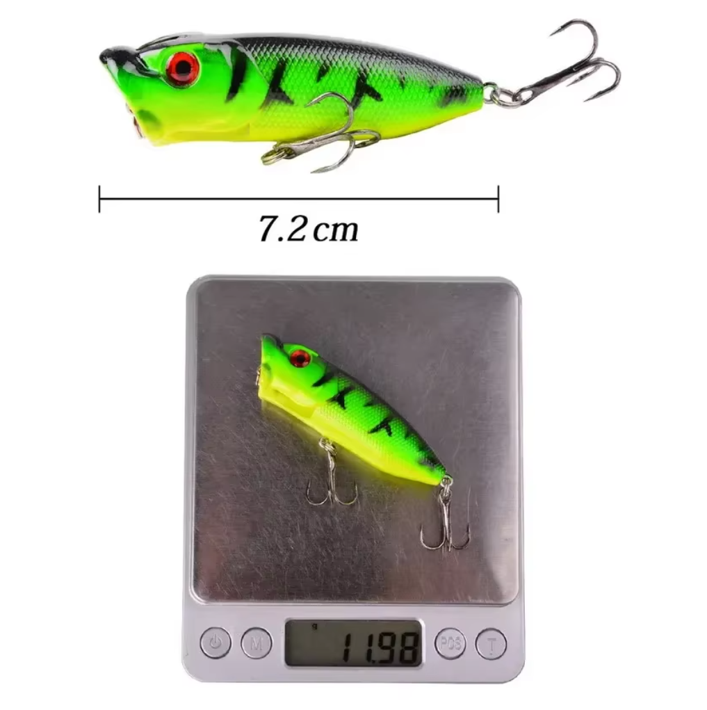 1 señuelo de pesca popper de 7 cm y 12 g