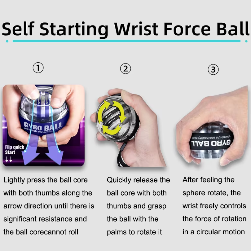 Entrenador de muñeca con bola de potencia, ejercitador de brazo, mano y antebrazo, giroscópico con inicio automático, equipo deportivo de fitness.