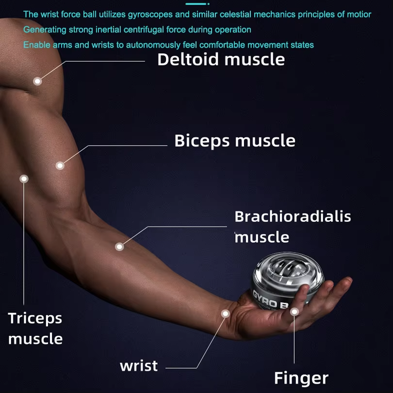 Entrenador de muñeca con bola de potencia, ejercitador de brazo, mano y antebrazo, giroscópico con inicio automático, equipo deportivo de fitness.