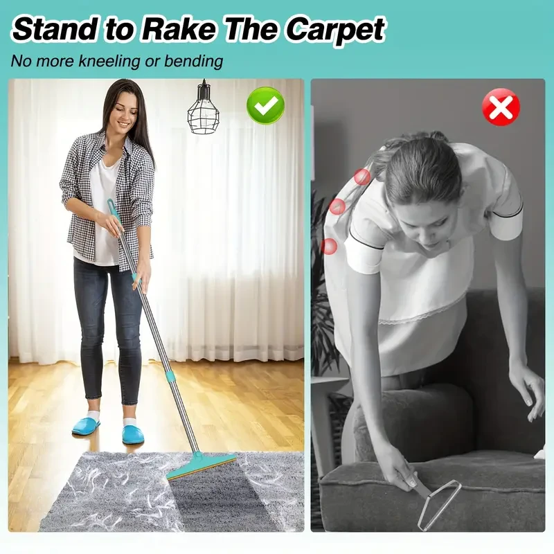 Removedor de pelo de mascotas de mango largo