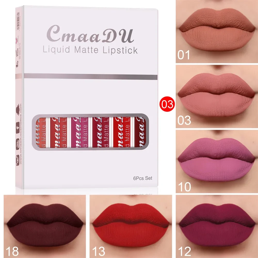 6 cajas de lápiz labial mate antiadherente