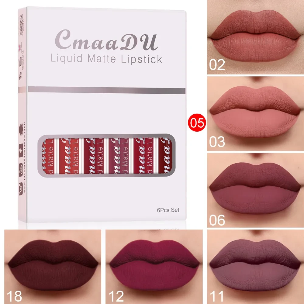 6 cajas de lápiz labial mate antiadherente