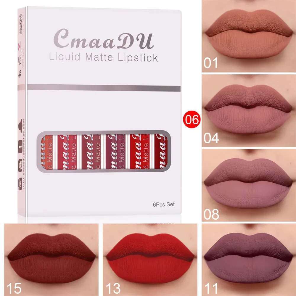 6 cajas de lápiz labial mate antiadherente