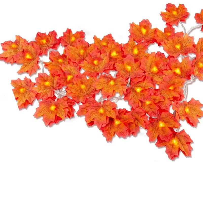 Guirnalda de luces LED artificiales de hojas de arce para decoración navideña, 2, 3 y 6 m, ideal para fiestas en casa, Halloween y Año Nuevo.