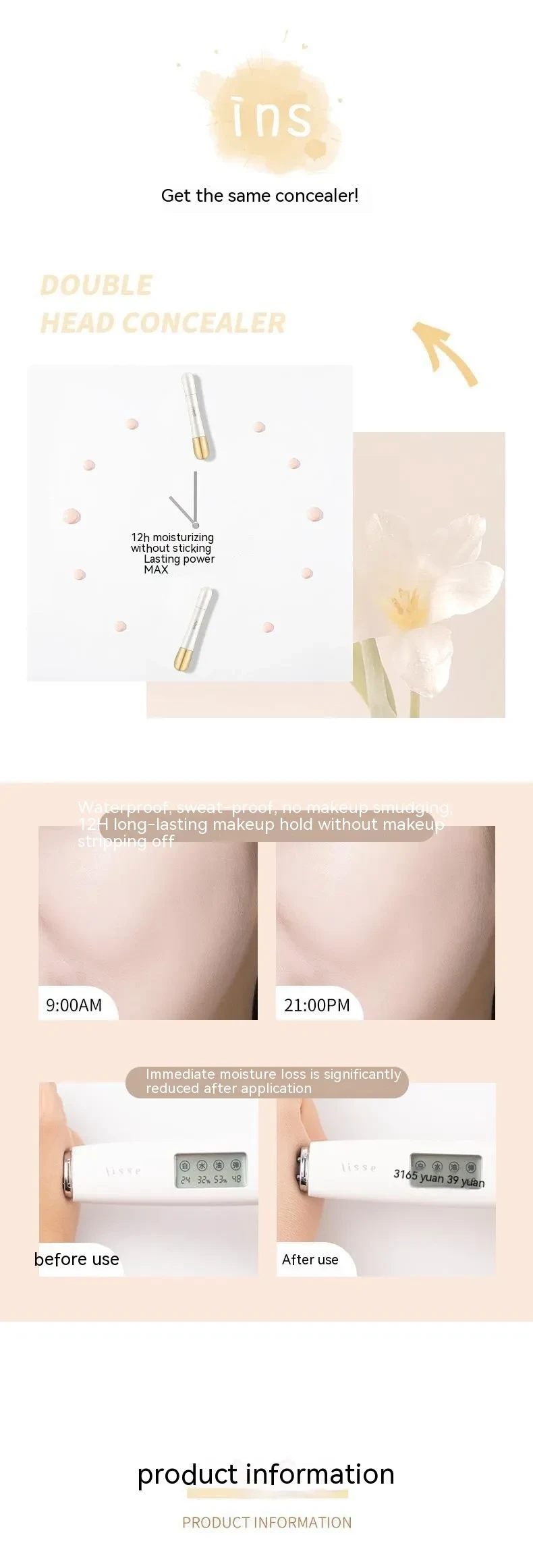 Corrector en barra de dos cabezales para limpieza facial y belleza de la piel