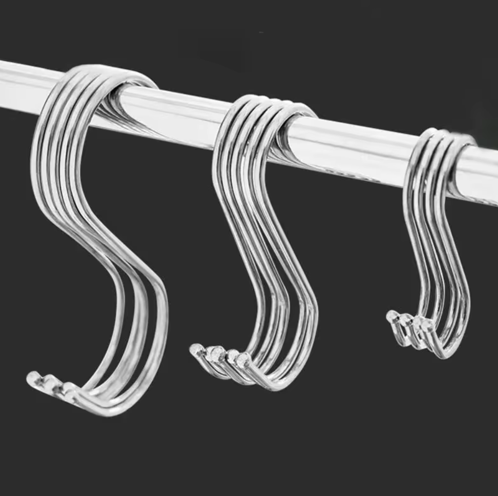 Ganchos en forma de S de acero inoxidable con punta afilada