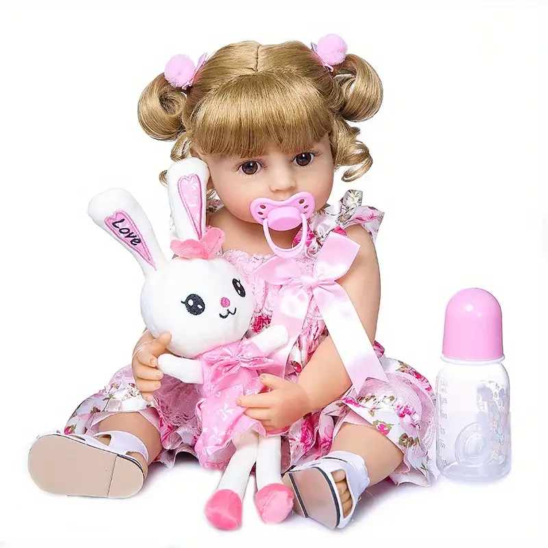 Muñeca bebé renacida de 20 pulgadas/50 cm, realista, suave al tacto, con cabello rubio, princesa niña, pintada a mano, de vinilo completo, ideal como regalo de Halloween y Navidad.