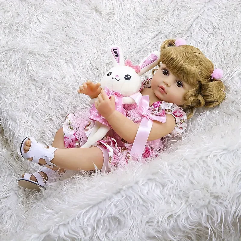 Muñeca bebé renacida de 20 pulgadas/50 cm, realista, suave al tacto, con cabello rubio, princesa niña, pintada a mano, de vinilo completo, ideal como regalo de Halloween y Navidad.