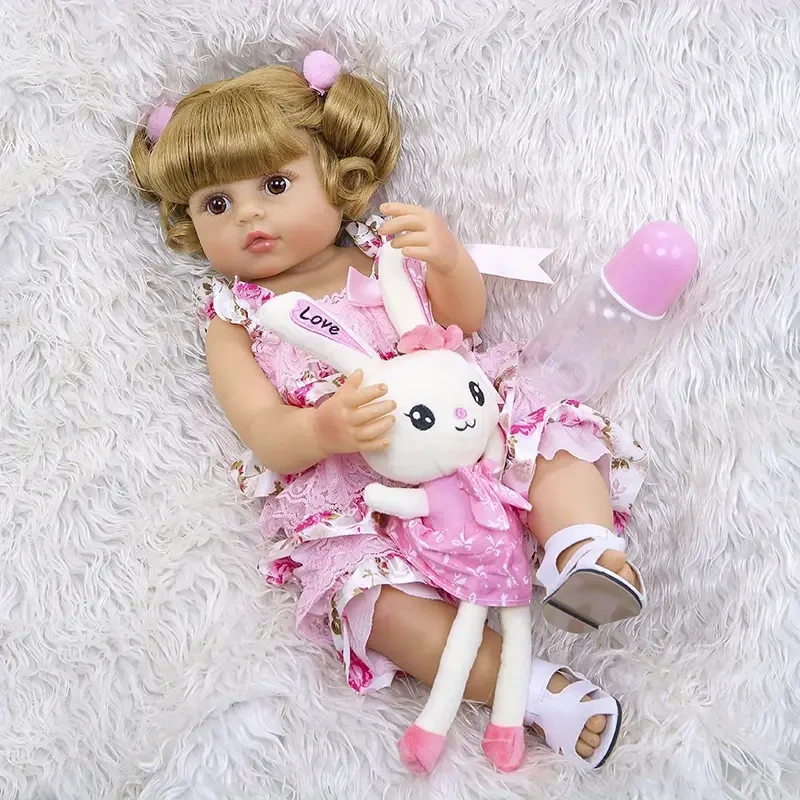 Muñeca bebé renacida de 20 pulgadas/50 cm, realista, suave al tacto, con cabello rubio, princesa niña, pintada a mano, de vinilo completo, ideal como regalo de Halloween y Navidad.
