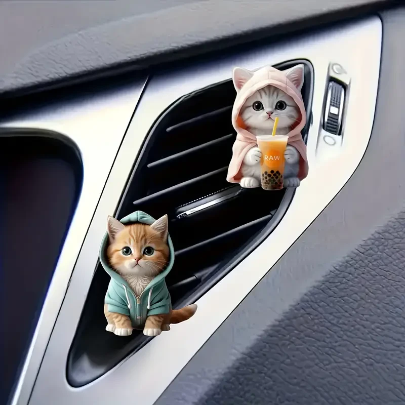 Juego de 2 ambientadores acrílicos para coche con forma de gato