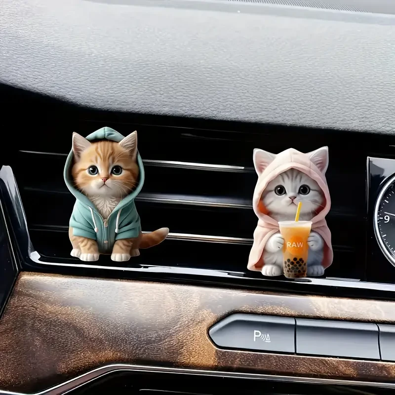 Juego de 2 ambientadores acrílicos para coche con forma de gato