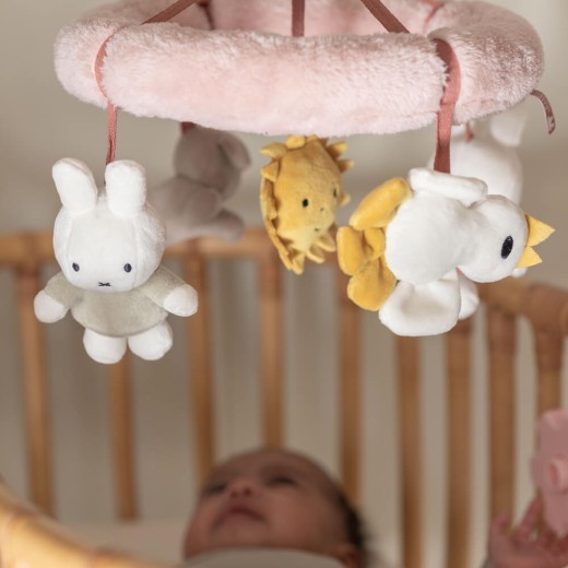 Móvil musical esponjoso Miffy rosa